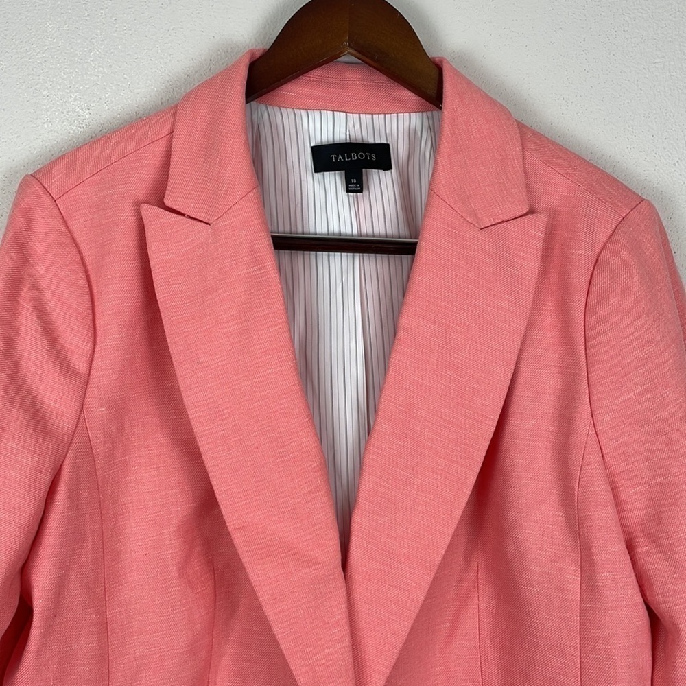 TALBOTS Sharkskin Linen Blend Blazer - Picture 3 of 11